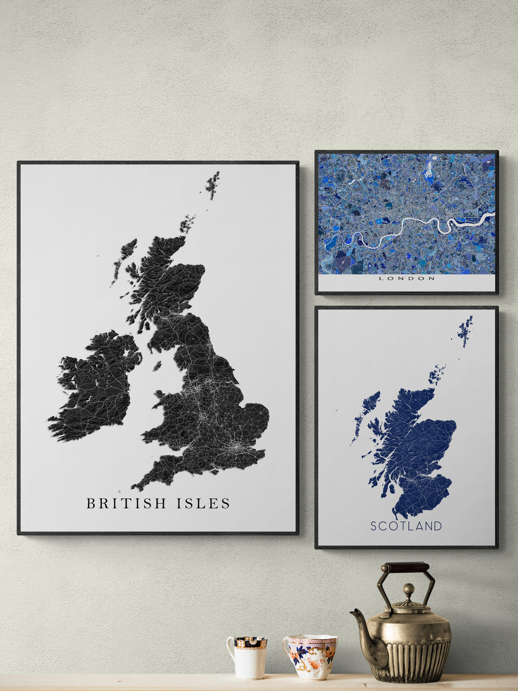 A british isles collection of map art prints by Maps As Art.