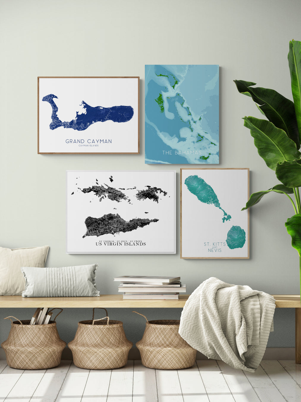 A caribbean collection of map art prints by Maps As Art.