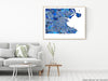 Dublin, Ireland map art print in blue shapes designed by Maps As Art.
