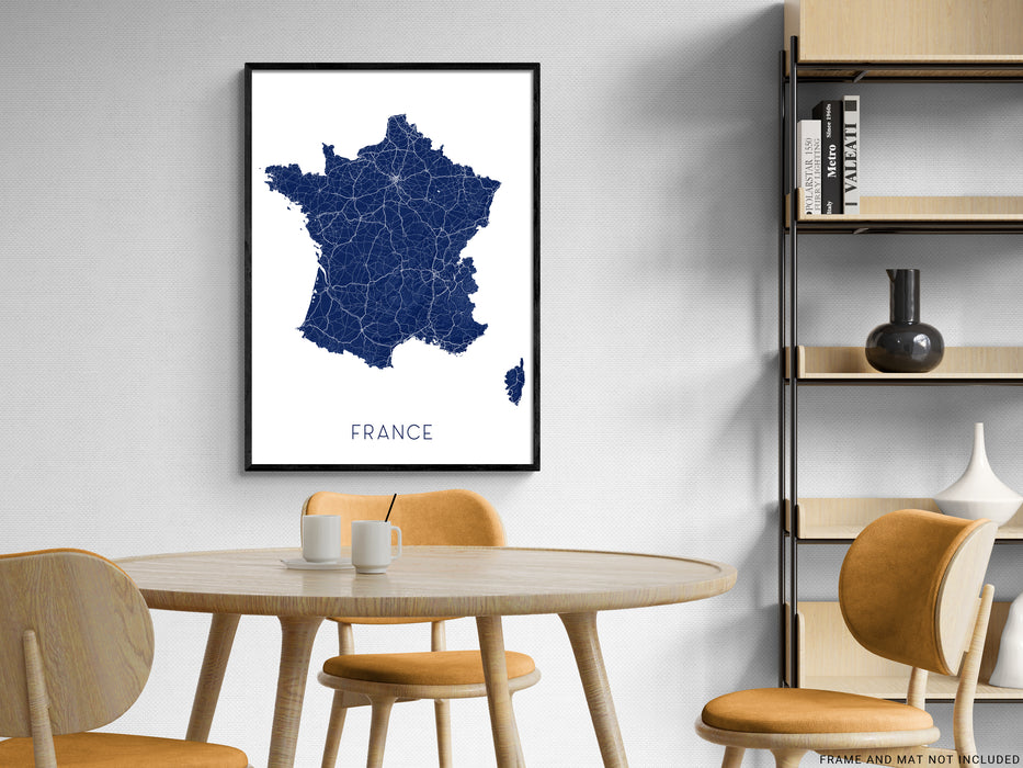 France Map Print, 3D Topographic France Country Wall Art Poster, Paris Marseille Lyon