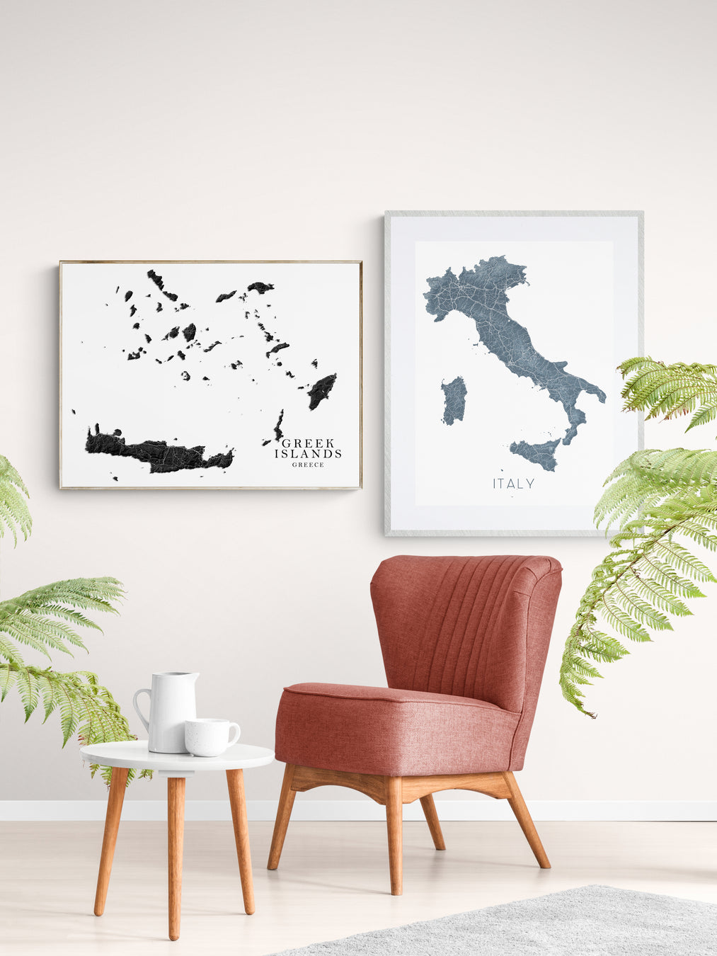 A mediterranean collection of map art prints by Maps As Art.