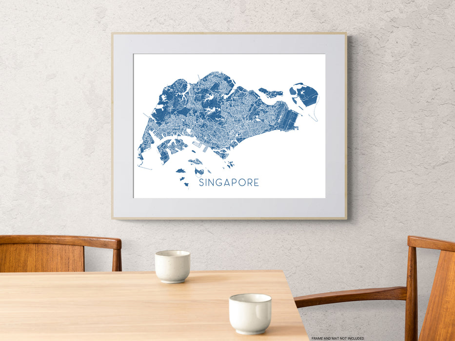 Singapore map print in Slate by Maps As Art.