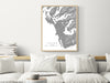 Tofino and Ucluelet, Vancouver Island, BC, Canada map print with natural landscape and main roads designed by Maps As Art.