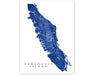 Vancouver Island map print with natural landscape and main roads designed by Maps As Art.