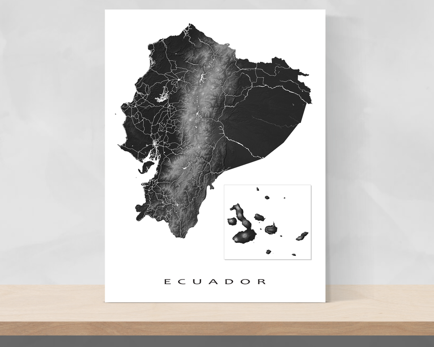 Ecuador and Galapagos Islands map print designed by Maps As Art.