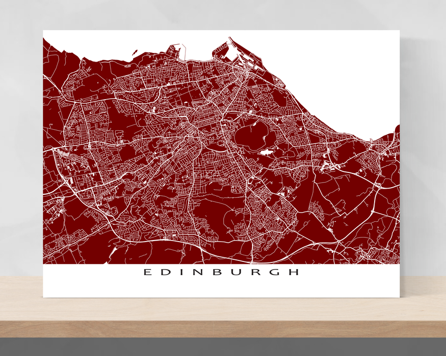 Edinburgh, Scotland map print with city streets and roads designed by Maps As Art.