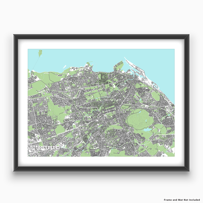 Edinburgh, Scotland map art print with city streets and buildings designed by Maps As Art.