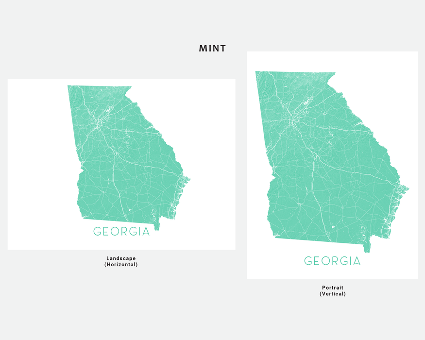 Georgia state map print in Mint by Maps As Art.
