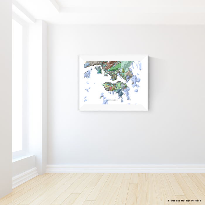Hong Kong map art print in colorful shapes designed by Maps As Art.