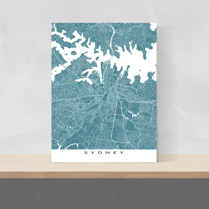 Sydney, Australia map print with city streets and roads in Marine designed by Maps As Art.