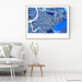 Taipei, Taiwan map art print in blue shapes designed by Maps As Art.