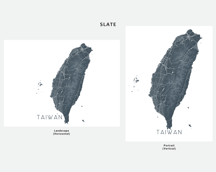 Taiwan map print by Maps As Art.