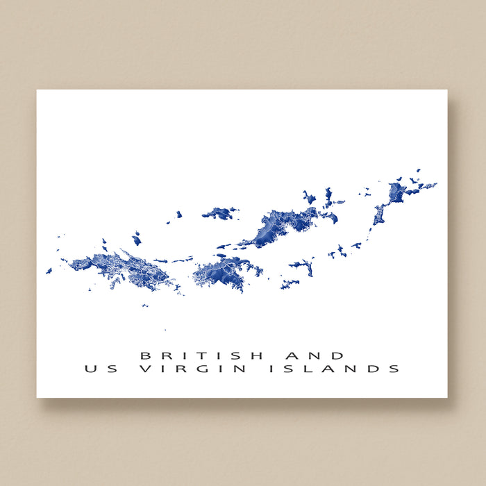 Map of British and US Virgin Islands on a white background