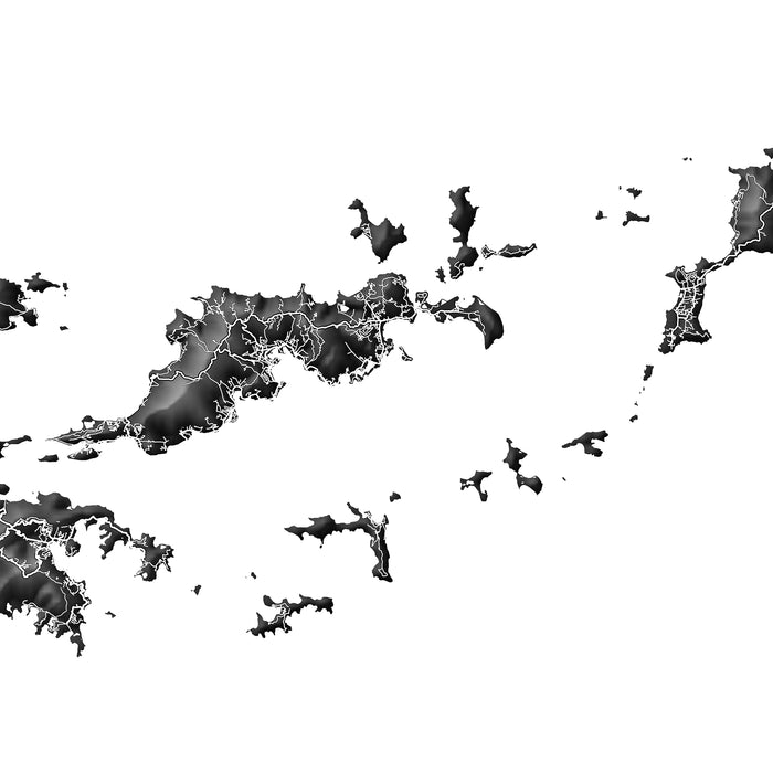 Map of BVI and USVI with a black and white color scheme on a white background.