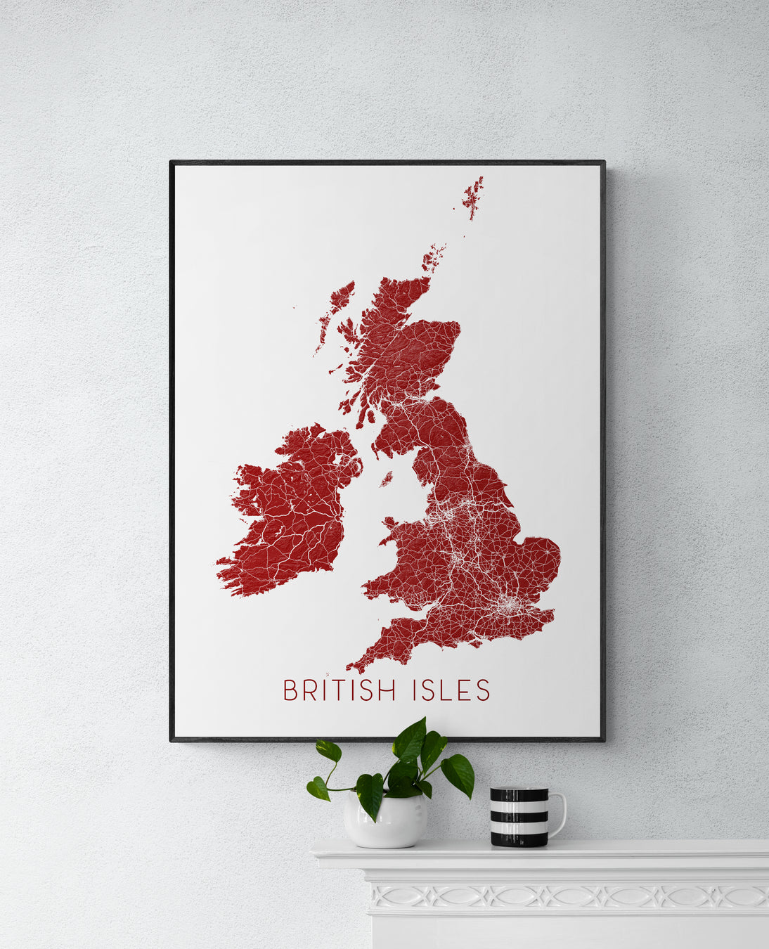 British Isles map print with a 3D topographic design by Maps As Art.