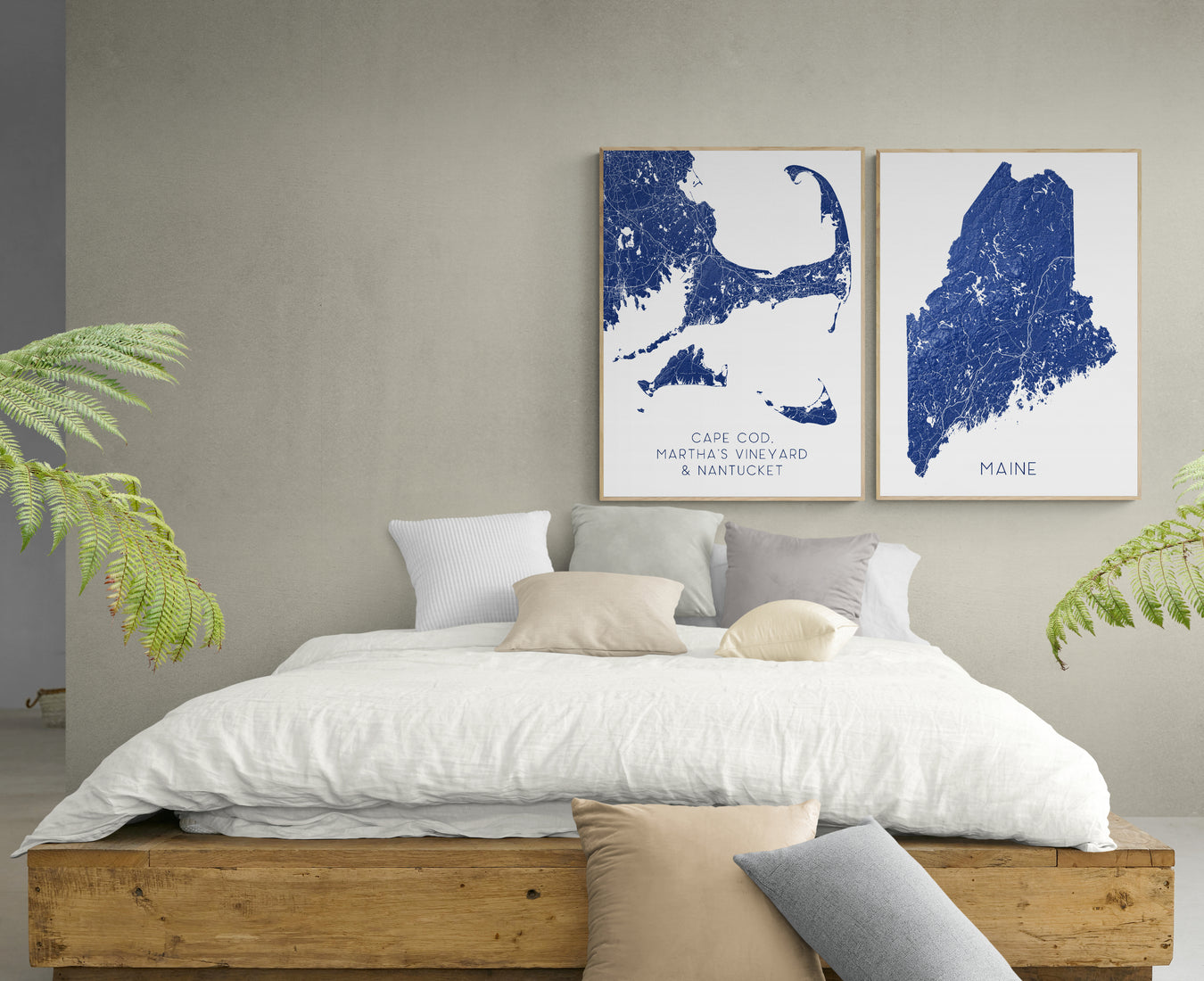 New England map prints with a 3D topographic designs by Maps As Art.