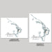 Two map illustrations of Abacos, The Bahamas, one in landscape and one in portrait orientation on a gray background.