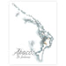 Map of Abacos, The Bahamas with watercolor texture on a white background