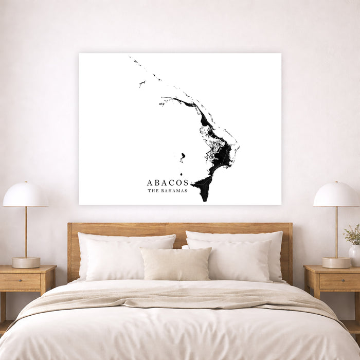 Abaco Islands Map Print: Black & White Bahamas Wall Art Poster