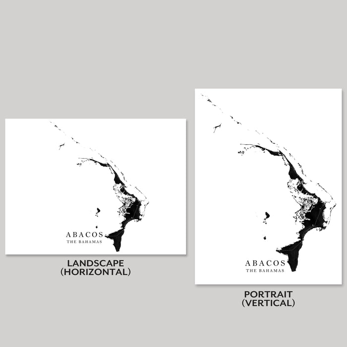 Abaco Islands Map Print: Black & White Bahamas Wall Art Poster