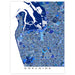Map of Adelaide with a blue color scheme on a white background