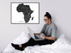 Africa map print with black and white 3D topographic landscape features by Maps As Art.