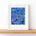 Framed map of Akron with a blue color scheme on a white background