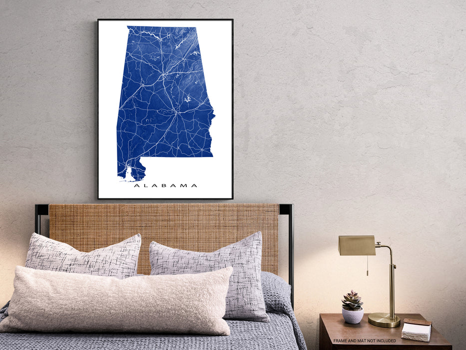 Alabama state map print with a 3D topographic design by Maps As Art.