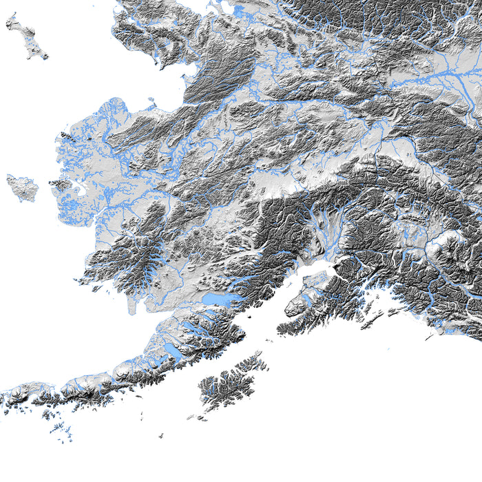 Map of a mountainous region of Alaska