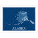 Blueprint-style map of Alaska on a white background