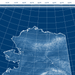 Topographic map of a region with grid lines on a blue background