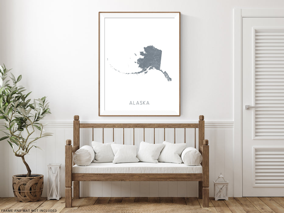 Alaska state map print in Vintage by Maps As Art.