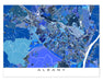 Albany, New York map art print in blue shapes from Maps As Art.