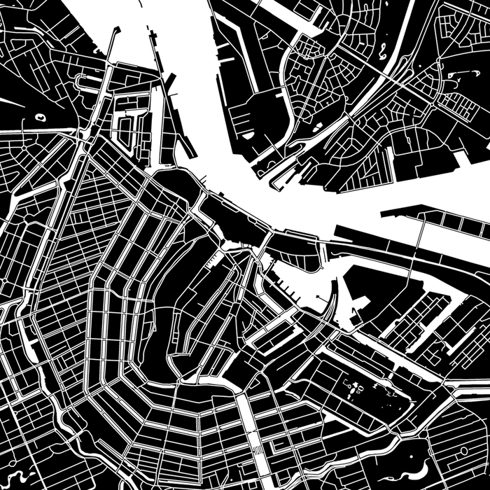 Black and white map of a city layout