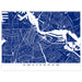 Map of Amsterdam in blue and white on a white background