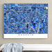 Framed map of Anaheim with a blue mosaic design on a wall.