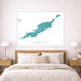 Map of Anguilla on a wall above a bed in a bedroom