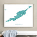 Framed map of Anguilla on a wall above a bench.