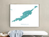 Anguilla island map print with a turquoise topographic design by Maps As Art.