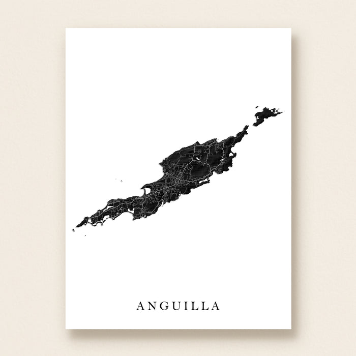 Map of Anguilla on a white background