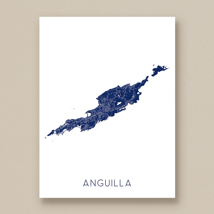 Map of Anguilla on a white background with 'Anguilla' text below.