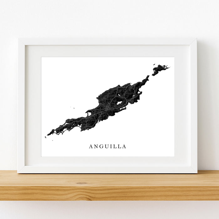 Framed map of Anguilla on a white background