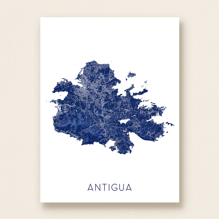 Map of Antigua on a white background