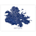 Map of Antigua in blue on a white background