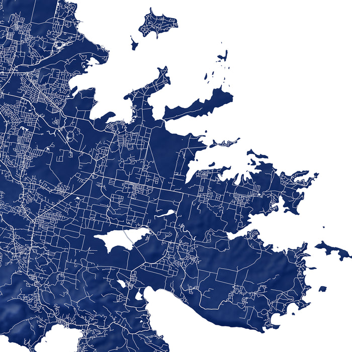 Map of a region in blue with white boundaries