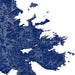 Map of a region in blue with white boundaries