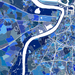 Map of a city with blue color mosaic design