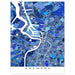 Map of Antwerp in blue tones on a white background