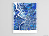 Antwerp, Belgium map art print in blue shapes designed by Maps As Art.