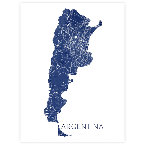 Map of Argentina in blue on a white background